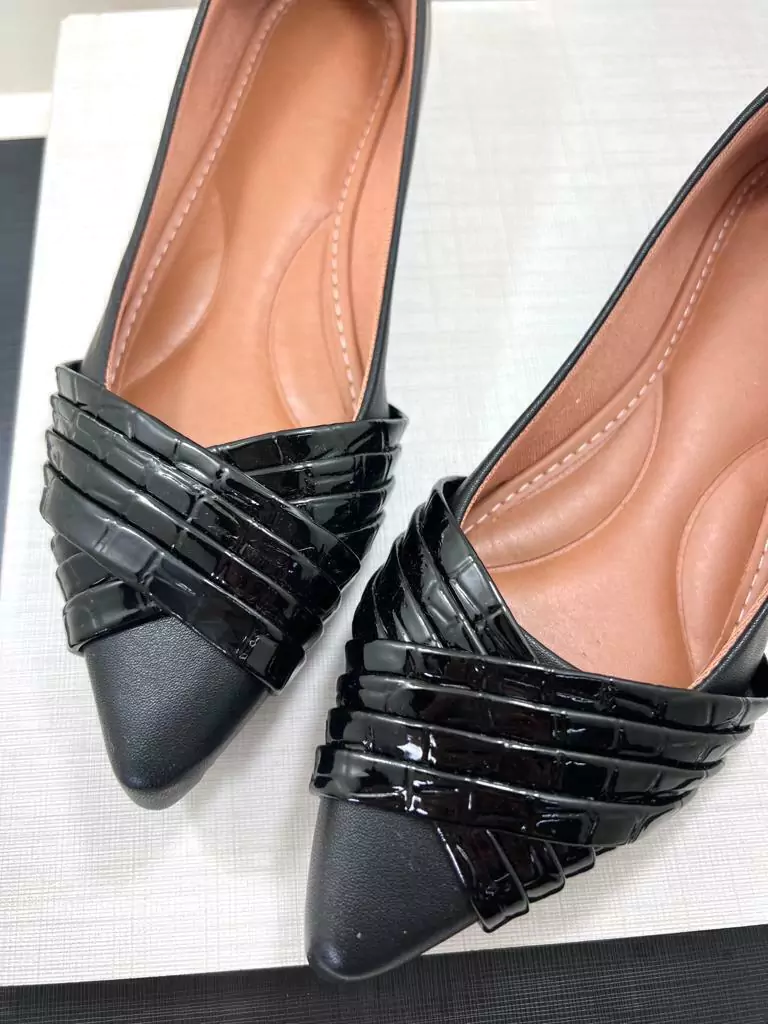 Sapatilha Croco Feminina Verniz Preto