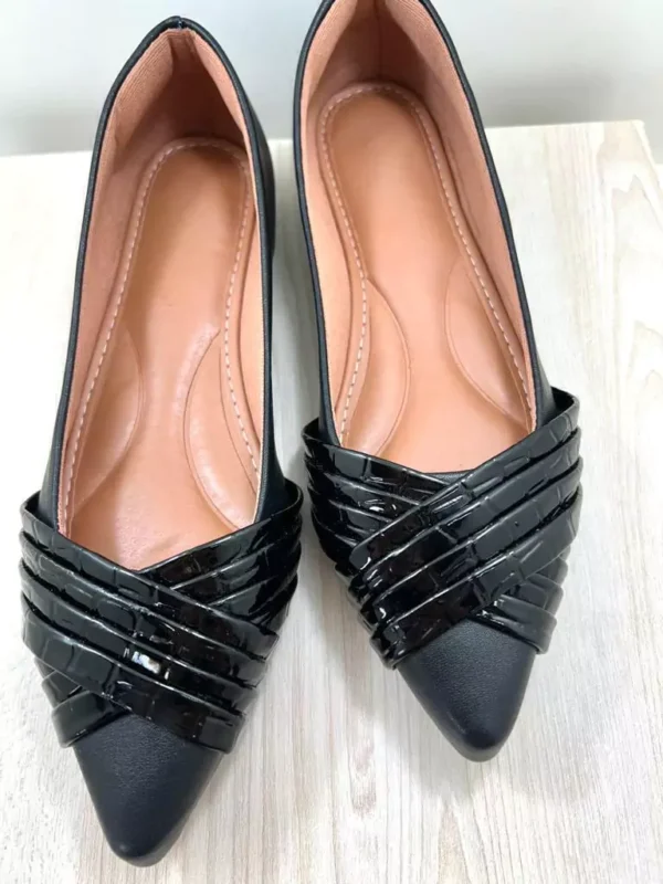 Sapatilha Croco Feminina Verniz Preto - Image 3