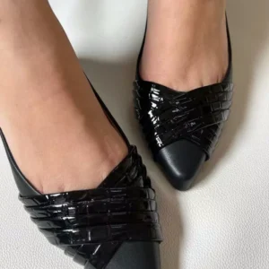 Sapatilha Croco Feminina Verniz Preto