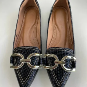 Sapatilha Tresse Preta Verniz Croco feminina