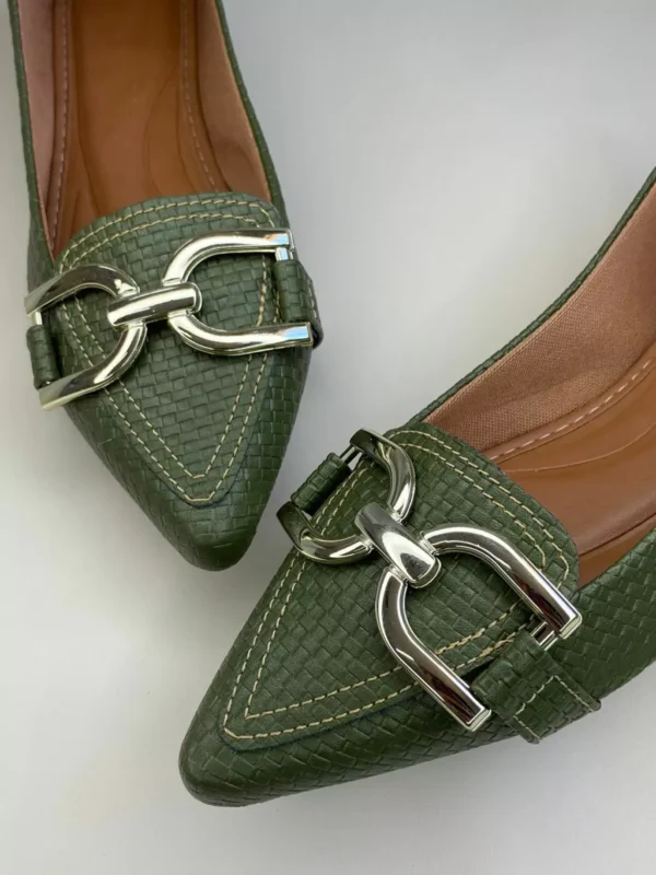 Sapatilha Tresse Verde Verniz Croco feminina - Image 5
