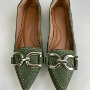 Sapatilha Tresse Verde Verniz Croco feminina