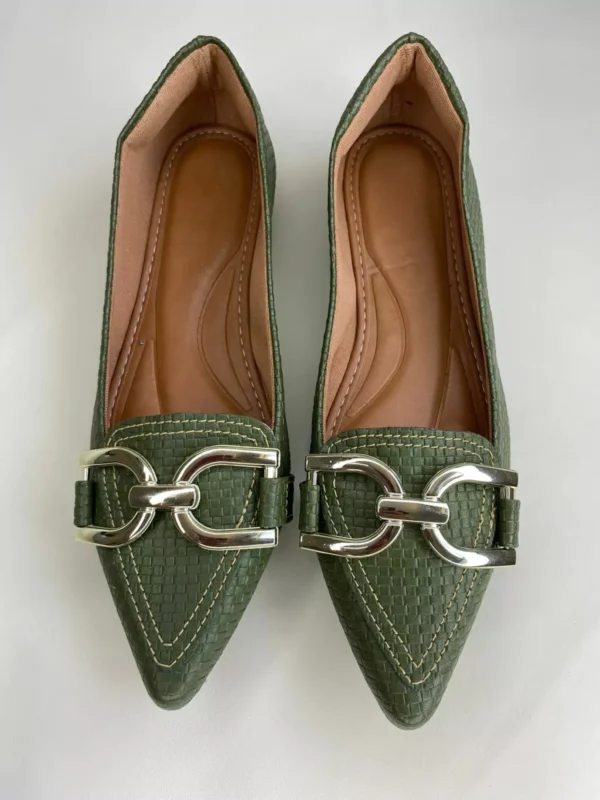 Sapatilha Tresse Verde Verniz Croco feminina - Image 3