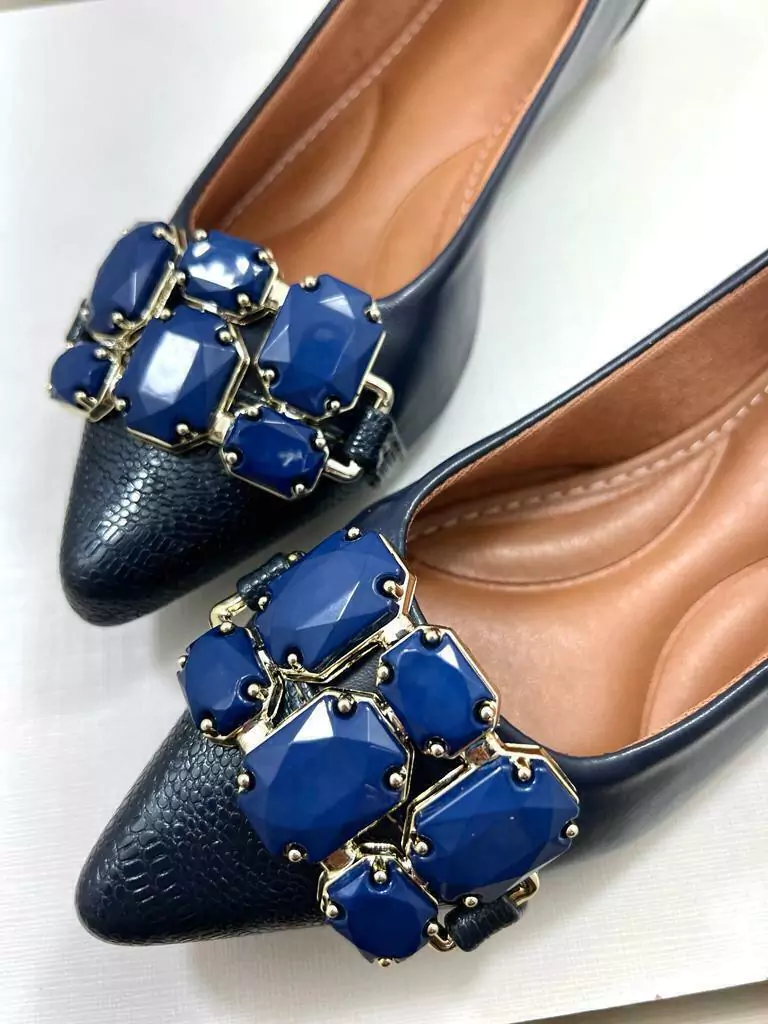 Sapatilha Azul feminina com pedraria Azul