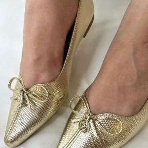Sapatilha cor Ouro feminina com lacinho