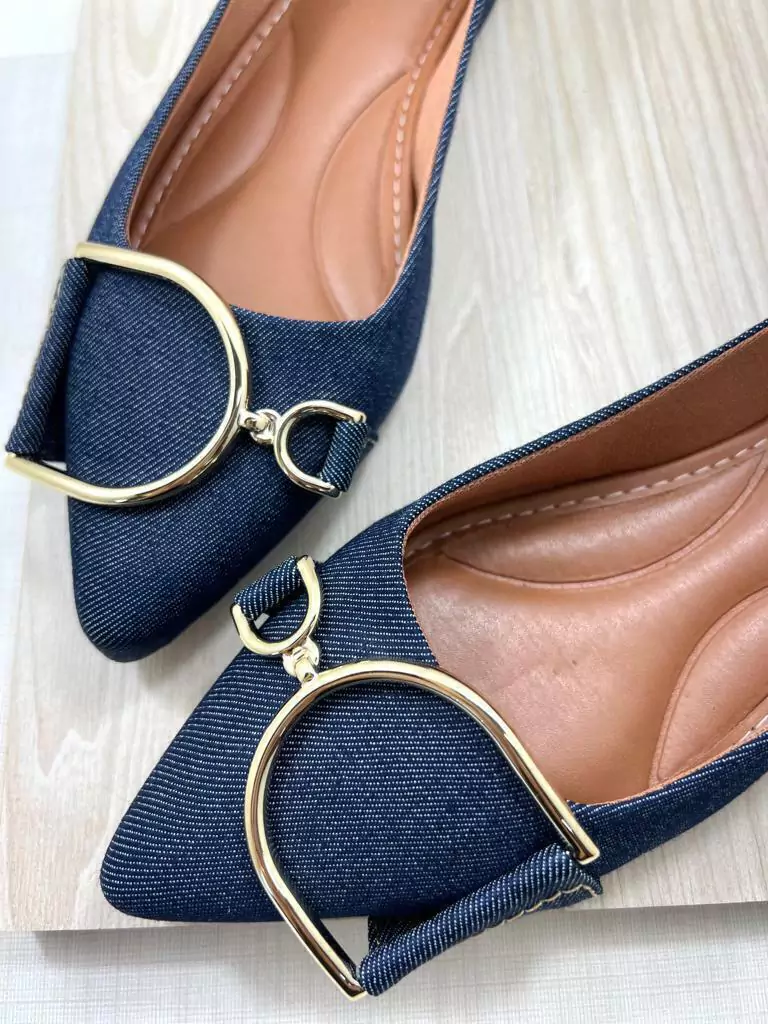 Sapatilha Jeans Feminina com Fivela D