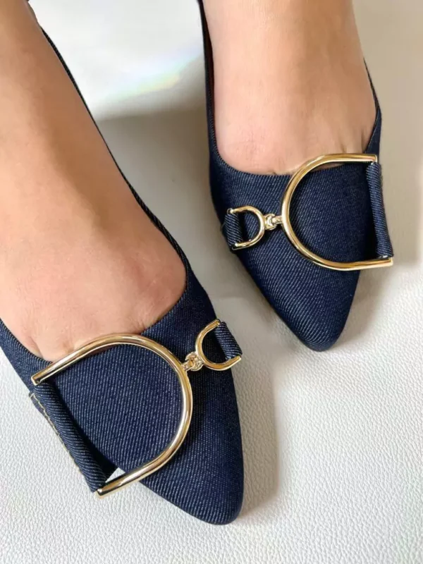 Sapatilha Jeans Feminina com Fivela D - Image 2