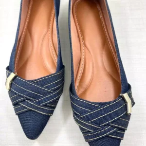Sapatilha Jeans Feminina com Enfeite Seta