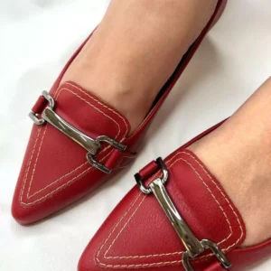 Sapatilha Vermelho feminina com Enfeite Reto Ônix