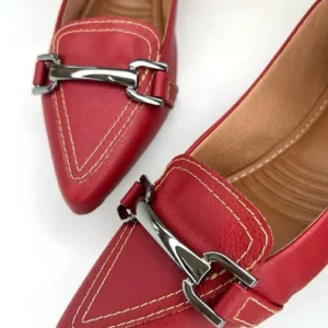 Sapatilha Vermelho feminina com Enfeite Reto Ônix