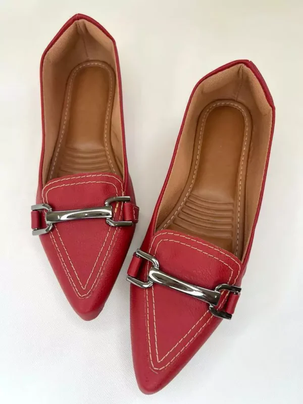 Sapatilha Vermelho feminina com Enfeite Reto Ônix - Image 4