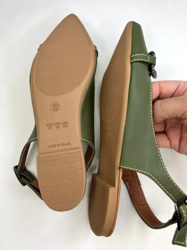 Slingback Verde Oliva feminino Com Corrente - Image 5