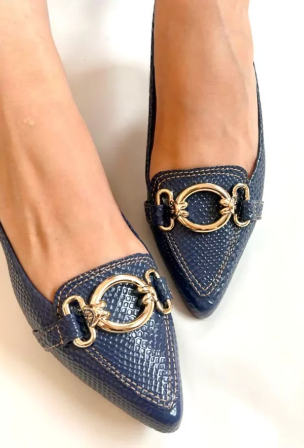 Sapatilha Feminina Azul Marinho com Argola Dourada - Image 2
