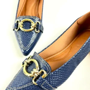 Sapatilha Feminina Azul Marinho com Argola Dourada