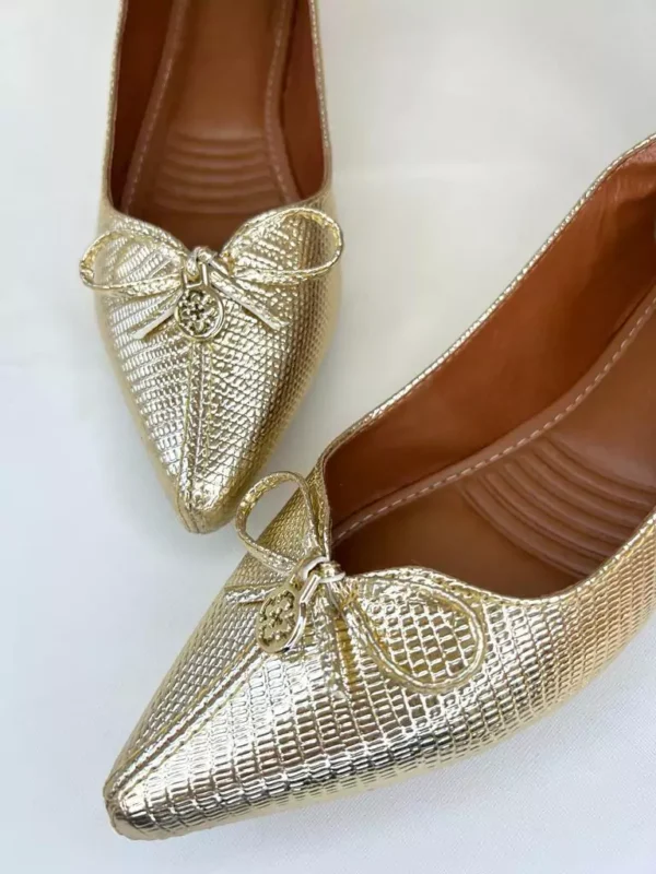 Sapatilha cor Ouro feminina com lacinho