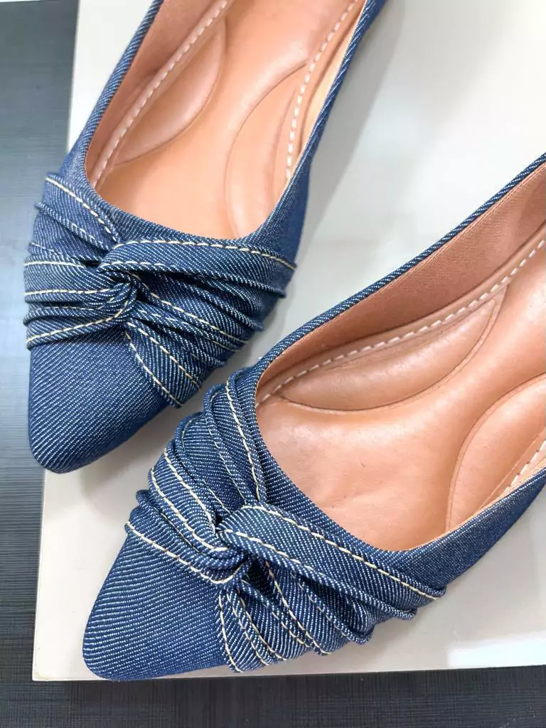 Sapatilha feminina Tecido Jeans