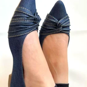 Sapatilha feminina Tecido Jeans