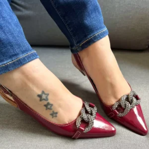 Slingback Marsala feminino Com Corrente