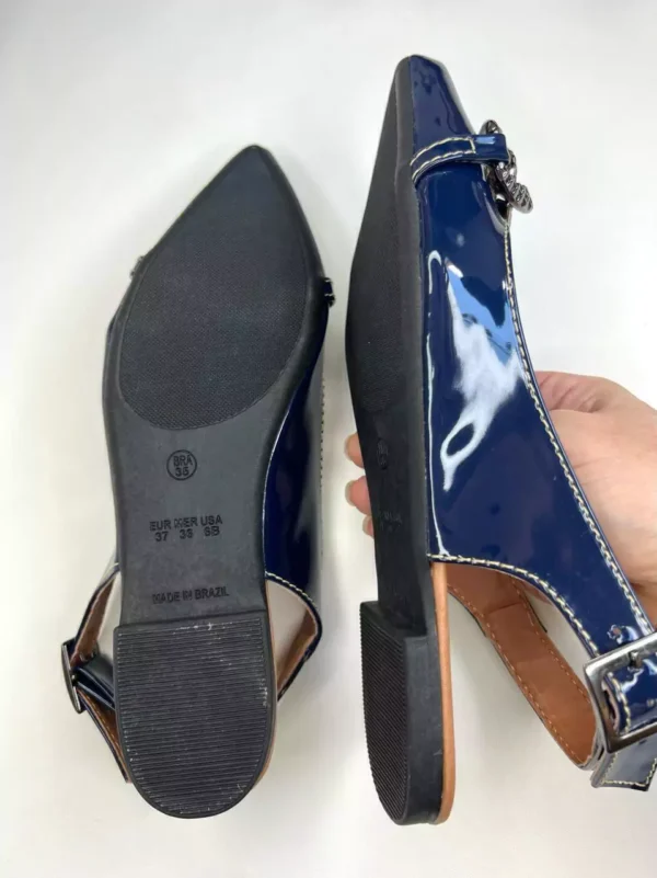 Slingback Preto Verniz feminino Com Corrente - Image 3