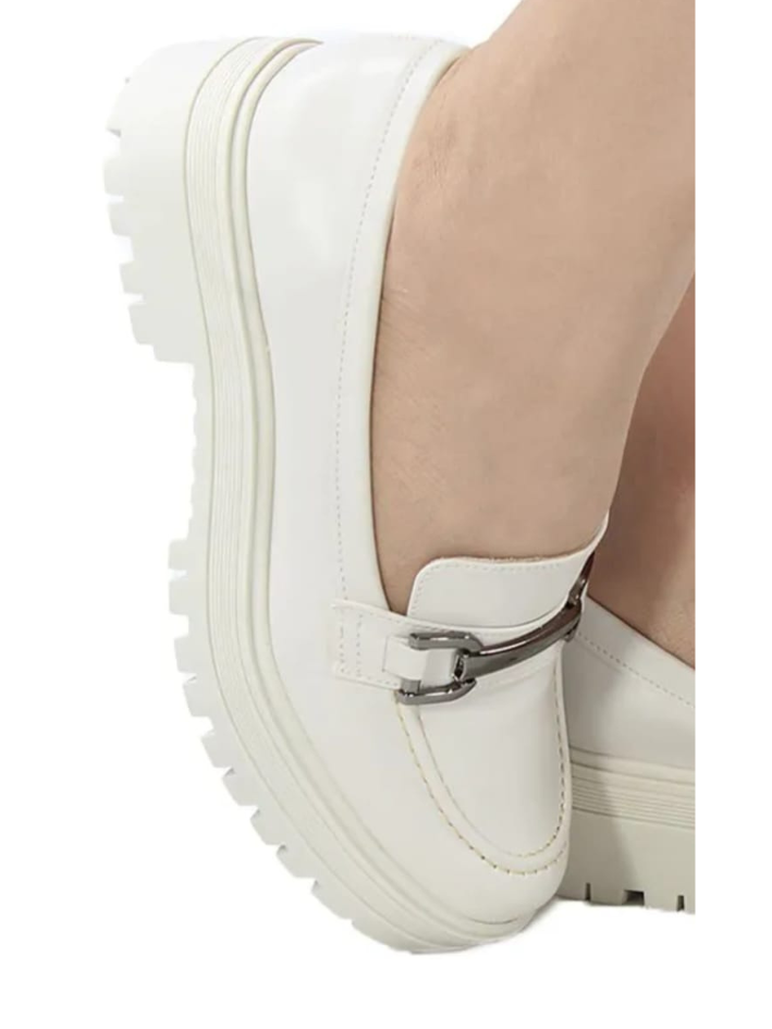 Mocassim Feminino Tratorado Off White