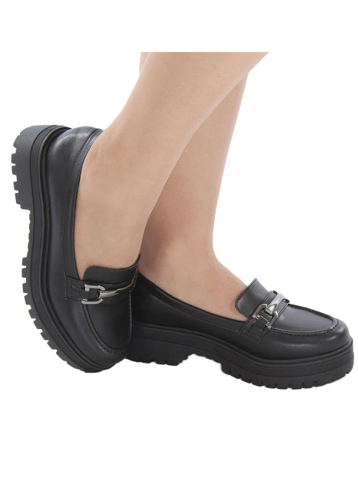 Mocassim Feminino Tratorado Preto