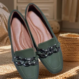 Mocassim feminino Bico Quadrado Verde Oliva (Cod.133)
