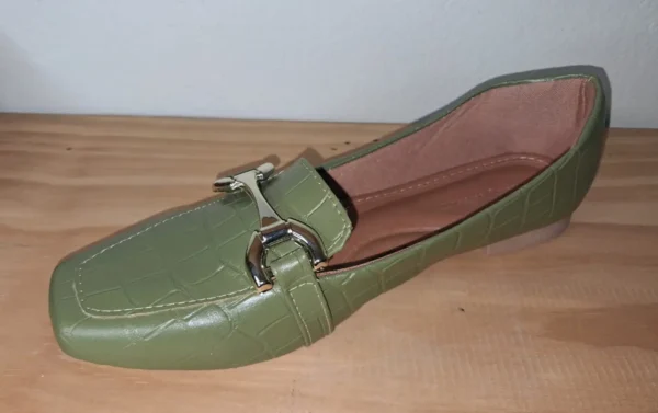 Mocassim feminino Bico Quadrado Verde enfeite reto (Cod.092) - Image 6