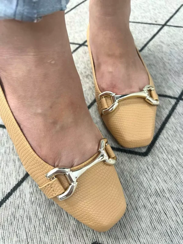 Sapatilha Réptil Mel feminina Bico quadrado com enfeite reto (cópia) - Image 2