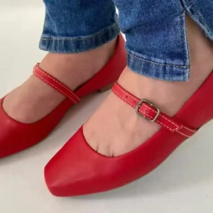 Sapatilha feminina Bico quadrado Vermelha