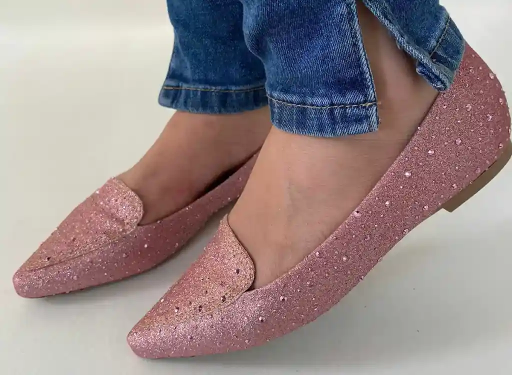 Sapatilha Cor Rosa feminina com Hotfix