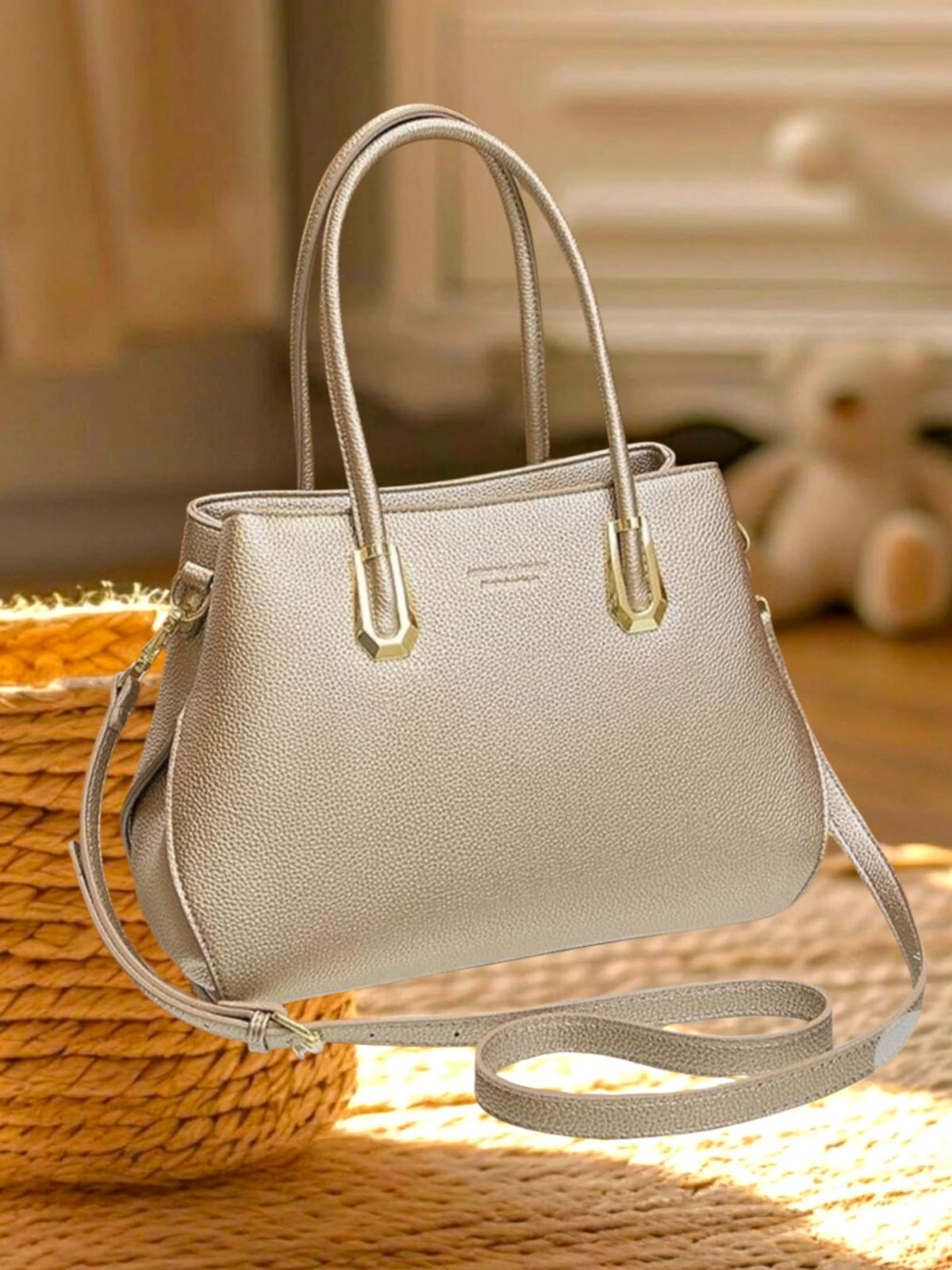 Bolsa feminina clássica dourada (30 cm)