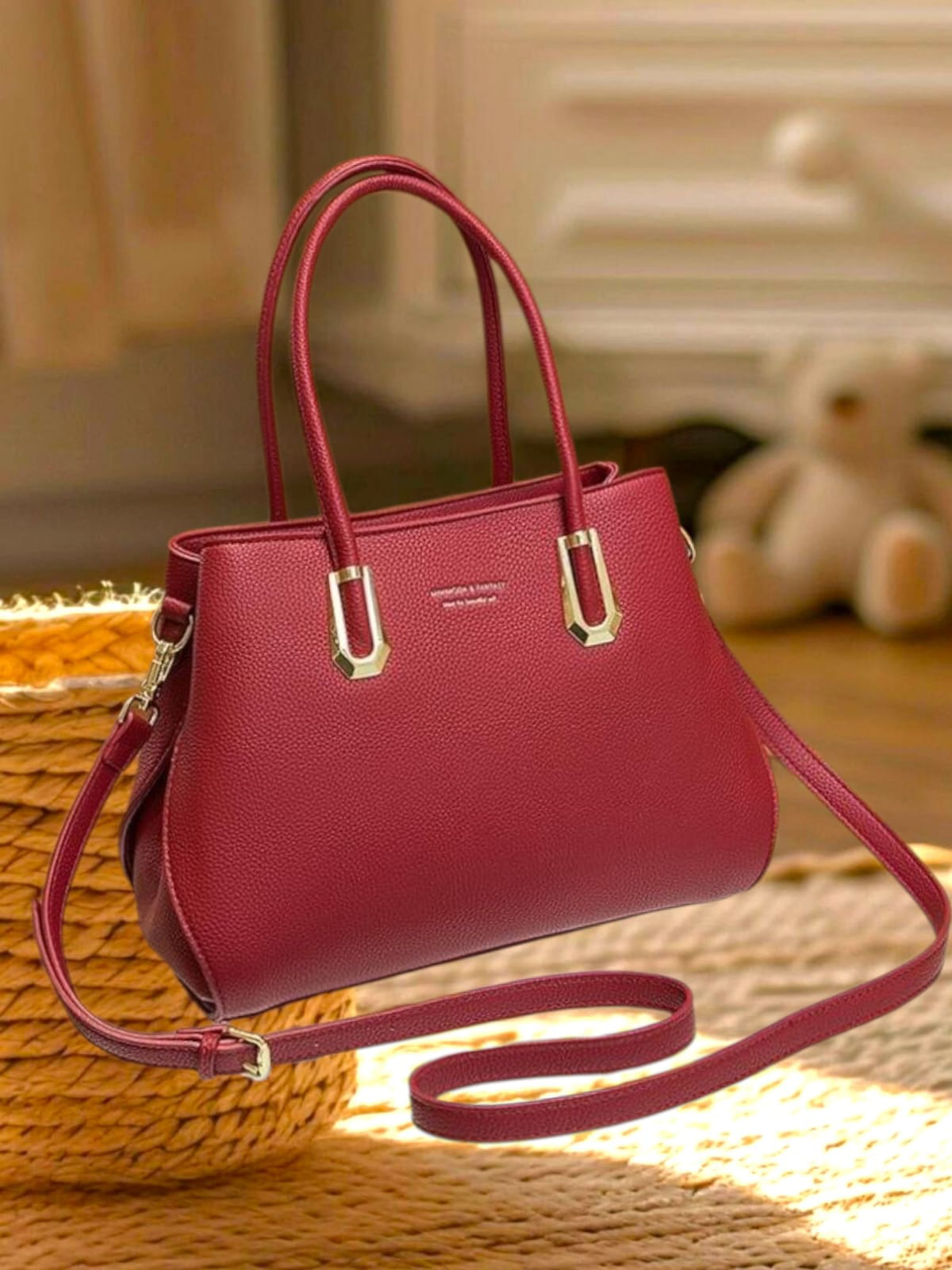 Bolsa feminina clássica vermelha (30 cm)