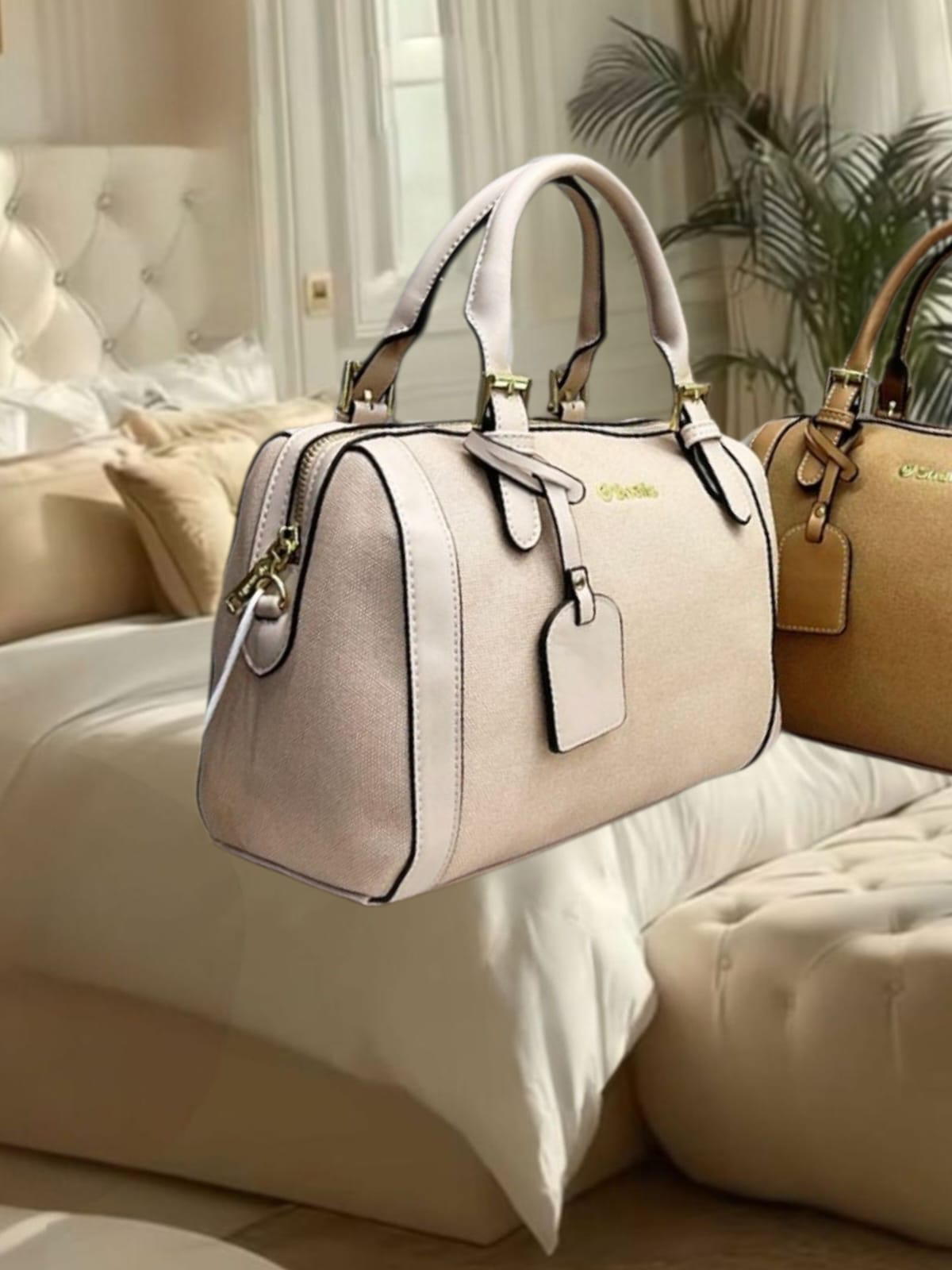 Bolsa feminina estilo bau bege