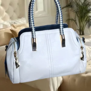 Bolsa feminina branca com alça duocolor (30 cm)