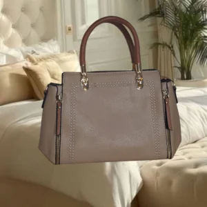 Bolsa feminina caqui com alca marron (27 cm)