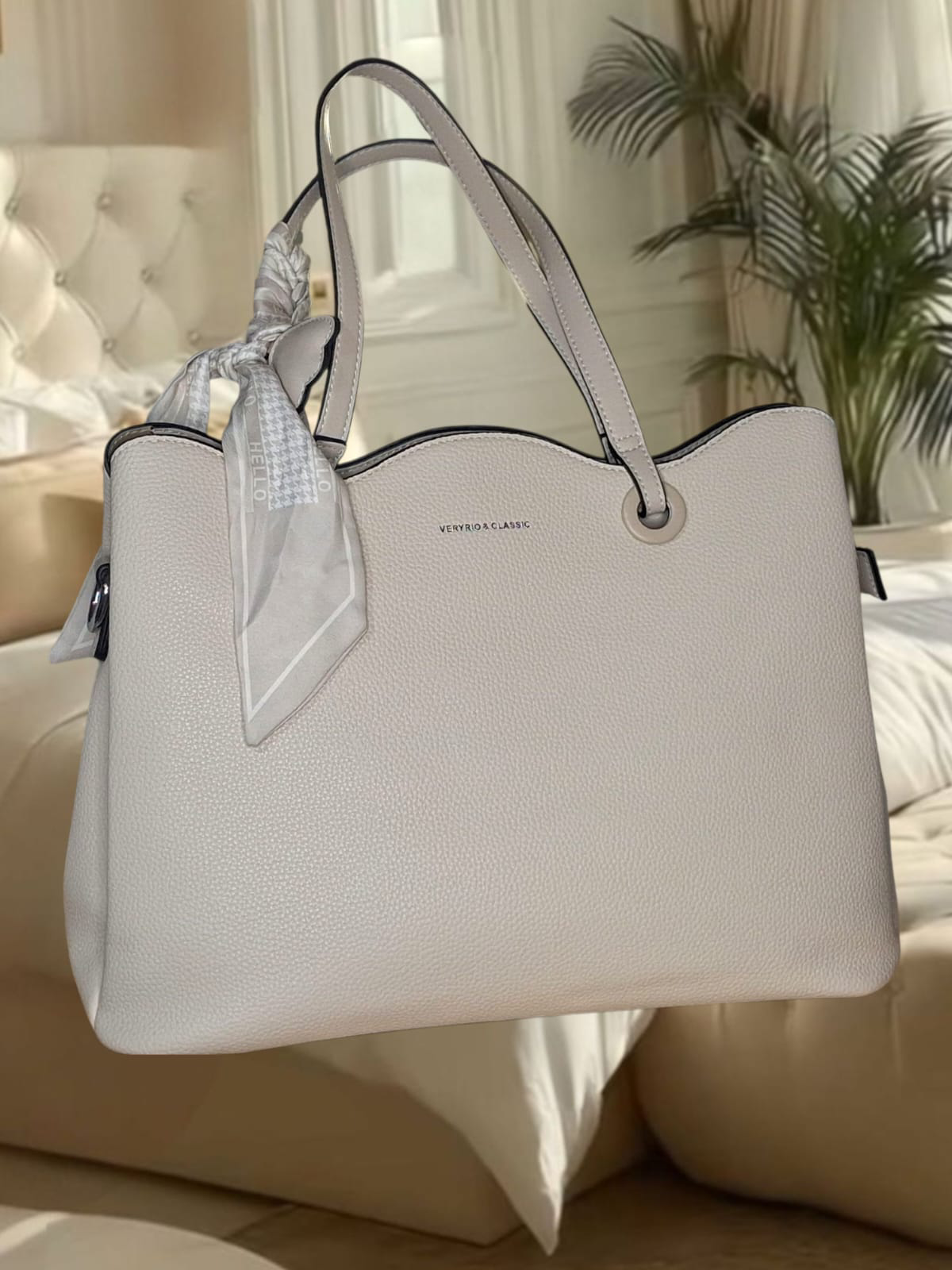Bolsa feminina Eliane cor off white (34 cm)