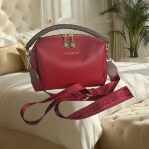 Bolsa feminina vermelha com duas alças (28 cm)